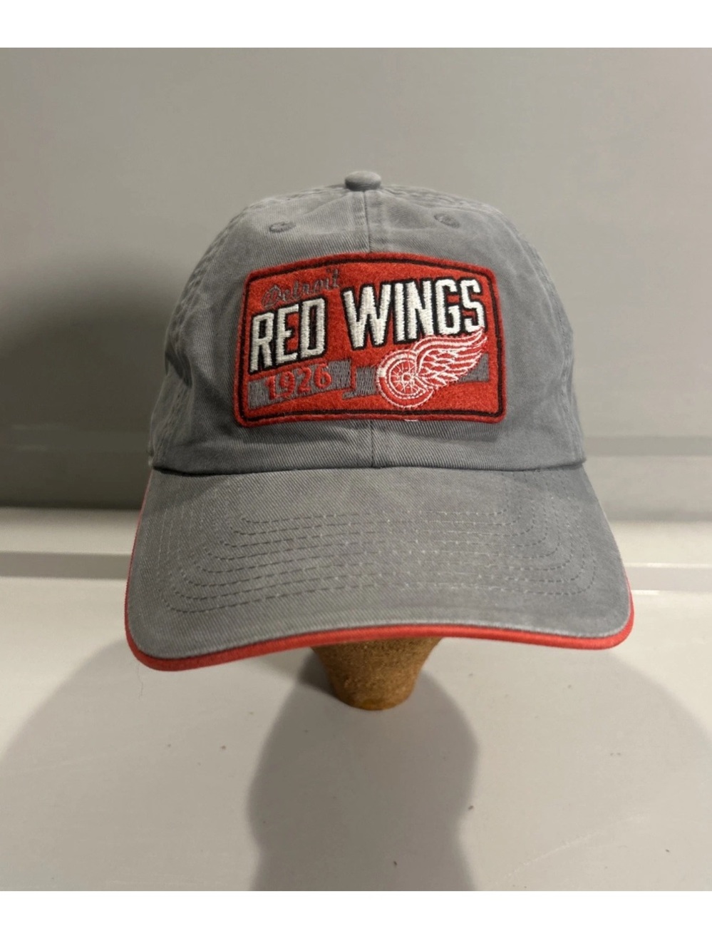 Detroit Red Wings Old Time Hockey Adjustable Hat Cap Embroidered Patch Gray OSFM